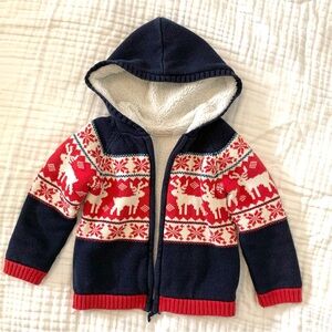 Reindeer sweater sherpa lined hoodie